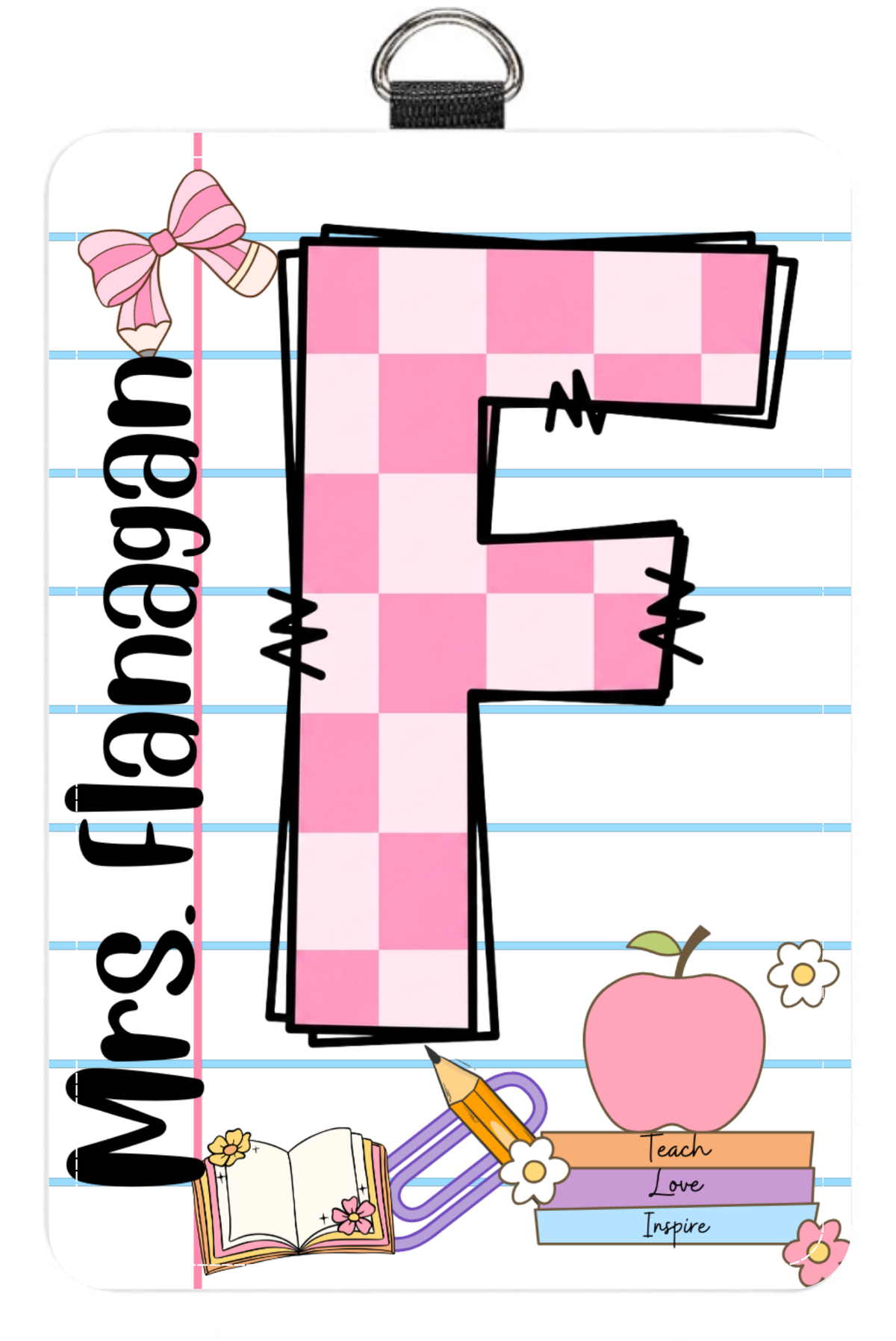 Pink Check Notebook Badge Holder