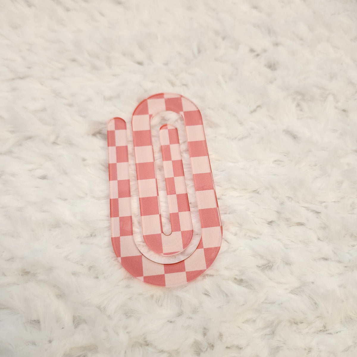 Pink Peach Checks Jumbo Paper Clip