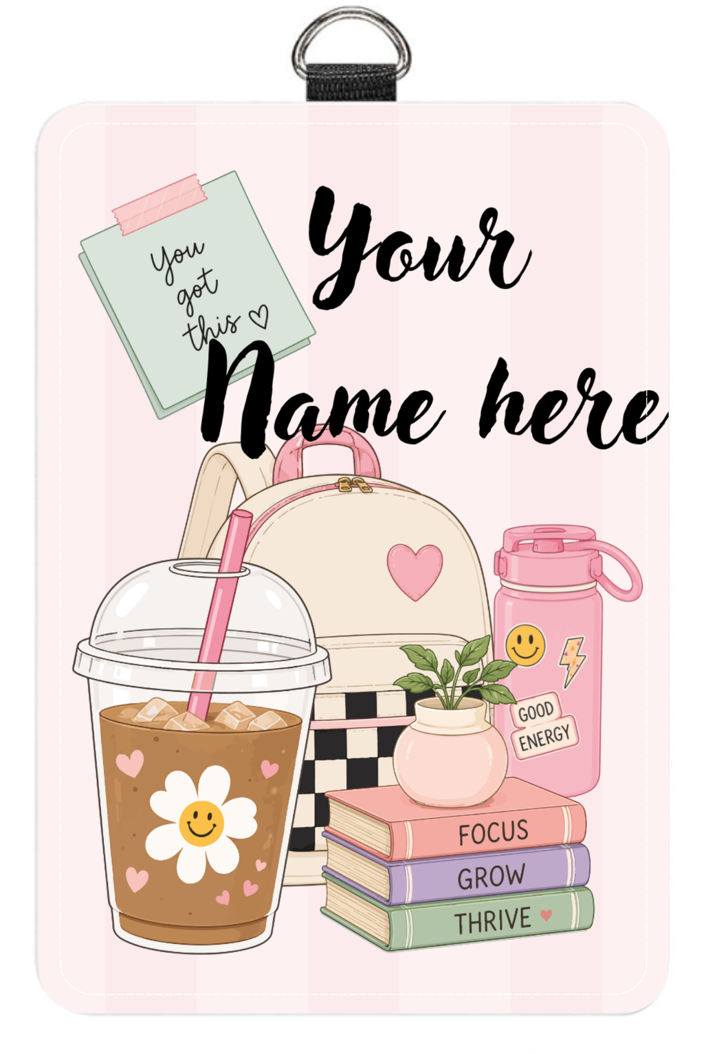 Pink Stripes Coffee Badge Holder