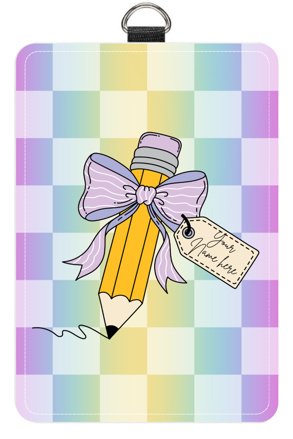 Ombre Rainbow Check Badge Holder
