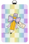 Ombre Rainbow Check Badge Holder