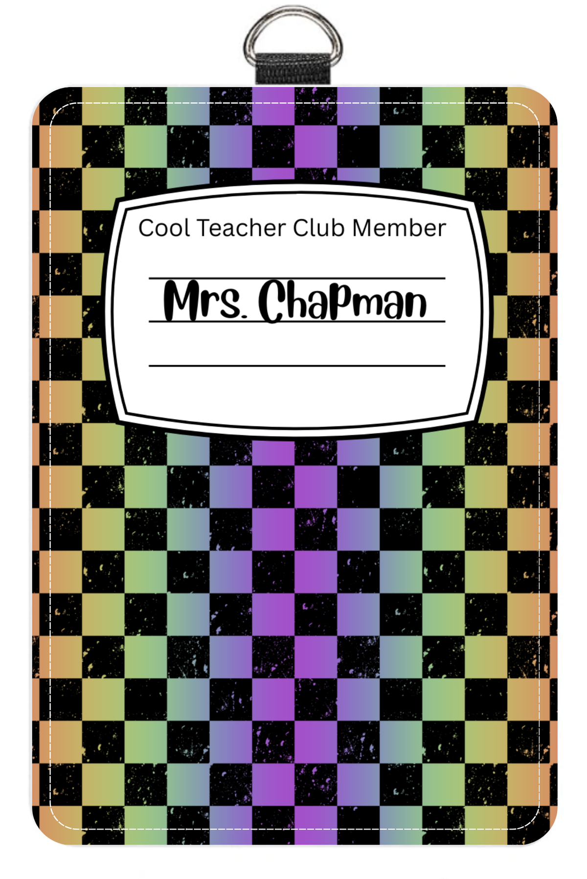 Distressed Check Notebook Badge Holder