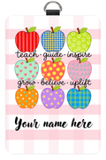 Pink Gingham Apple Badge Holder