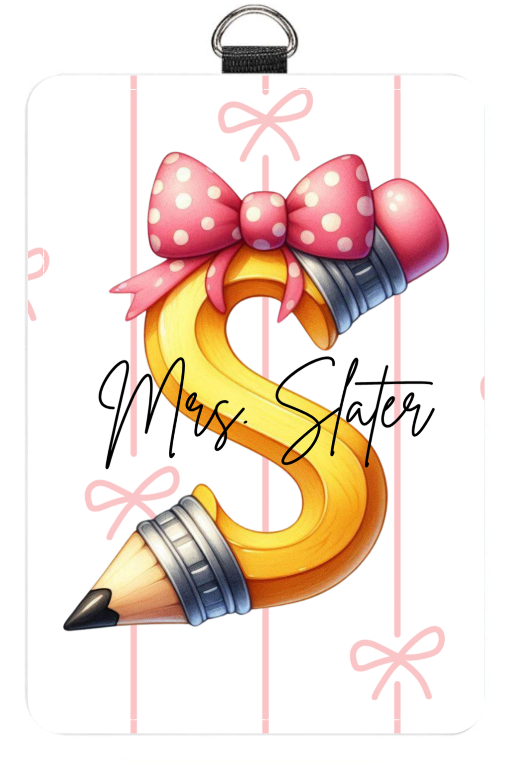 Pink Bow Pencil Badge Holder