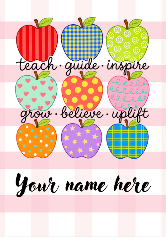 Pink Gingham Apple Badge Holder