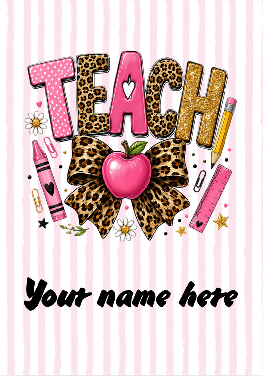 Pink Stripes Teach Badge Holder