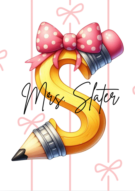 Pink Bow Pencil Badge Holder